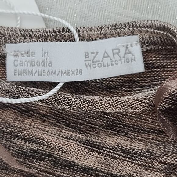 Zara Collection Boxy fit Metallic shimmer Heathered ladies top brown Medium NWT - Picture 5 of 7